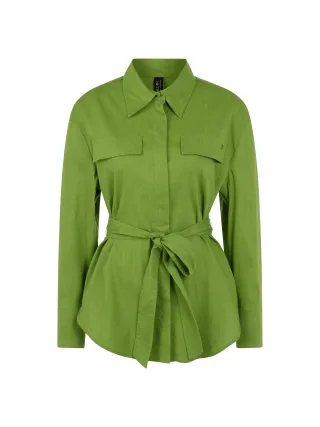 Marc Cain Collections - Safari-Bluse aus Leinen-Viskose-Mix garden green - Gr. - 38