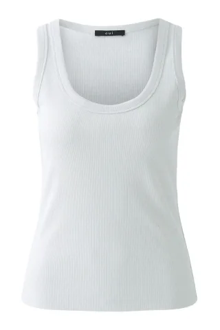 Oui - Tank Top Viskose mit Glanzgarn grau - Gr. - 44