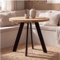 FINEBUY Esstisch FB105152 Esstisch rund Ø80cm Massivholz Bistrotisch Esszimmertisch (80x80x75 cm, Mango Massivholz Rund, Modern), Esszimmertisch Klein, Holztisch Esszimmer Modern