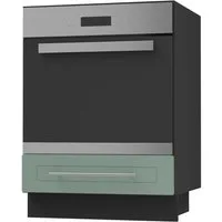 Feldmann-Wohnen Herdumbauschrank Kvantum (1-türig, 1 Fach, Türanschlag unten, Soft-Close, 1-St., Fronten mit leicht abgerundeten Ecken) 60x50x82cm schwarz - mint matt (SL-D11K/60)