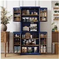 HOLTICO Hochschrank Küchenschrank mit Arbeitsplatte, Buffetschrank, Esszimmerschrank (1-St) Speisekammer mit 4 Türen und Regalen, 183cm