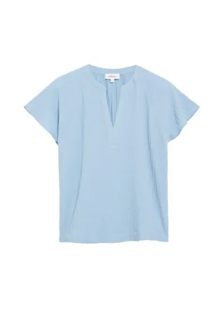 s.Oliver Red Label - Kurzarm-Bluse blau - Gr. - 42