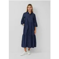 s.Oliver Midikleid Kleid Hemdblusenkleid mit verspielten Volumen-Details