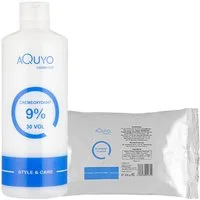 AQUYO Cosmetics Haarfarbe Style & Care Blondierpulver 500g + Creme Oxydant Entwickler 9%, Set