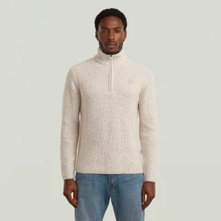 G-Star - Double collar half zip knit whitebait - Gr. - S