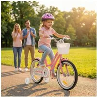 Actionbikes Motors Kinderfahrrad Starlight inkl. Fahrradkorb, 1 Gang, (Kinder Fahrrad, Fahrrad für Kinder, Fahrrad b 4 Jahre, V-Brake-Bremse, Fahrradständer, 20 Zoll, 16 Zoll & 12 Zoll), höhenverstellbares Bike Mädchen Rad Kinderrad ab 4 Jahre