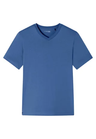 SCHIESSER - T-Shirt V-Ausschnitt atlantikblau - Gr. - 54