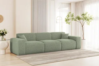 Sofa Designersofa CELES PREMIUM 3-Sitzer in Stoff Sven Hellgrün