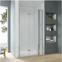 AQUABATOS Dusch-Falttür Begehbare Dusche faltbar Duschtür in Nische mit Festteil Nischentür, 105x187 cm, Einscheiben-Sicherheitsglas (ESG) 5 mm