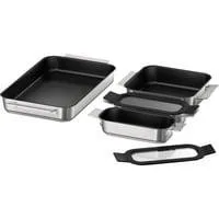 Pro Induction Flex Pfannen-Set HZ9FF040, 4-teilig edelstahl/schwarz, 1x groß, 1x medium, 2x klein mit Glasdeckel