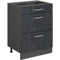 Vicco Unterschrank R-Line, Schwarz Beton/Anthrazit, 60 cm ohne Arbeitsplatte (1-St)