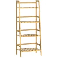 Casaria Standregal, Bambus 4 Ebenen 123x48x32cm Massiv 40kg Belastbarkeit Nachhaltig
