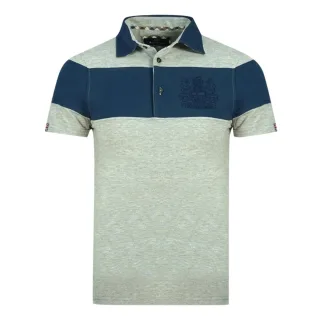 Aquascutum Farbe Block Aldis Wappen Brust Logo Grau Polo-Shirt