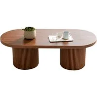 Merax Couchtisch Ovaler Satztisch Beistelltisch Kaffeetisch (1-St), Wohnzimmertisch mit römischer Säulenbasis, 100x50x35cm