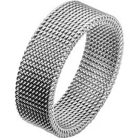 viva-adorno Fingerring Ketten Ring Edelstahl Flexibel Maschen Damenring Herrenring, Milanaise