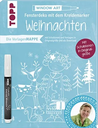 Vorlagenmappe Fensterdeko mit dem Kreidemarker - Weihnachten von Pia Pedevilla. Inkl. Original Kreidemarker von Kreul und Schablonen: 7 Vorlagenbögen ... Schablonen plus sämtliche Motive als Download
