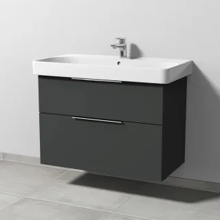 Sanipa 3way Waschtischunterbau zu Geberit Smyle Square Waschtisch mit 2 Auszügen, Graphit-Matt UP6711B