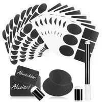 com-four Sticker Tafelstickerset - vielseitiges Etikettenset mit Kreidestickern, (150-tlg), Kreidestiften und Abwischschwämmchen - wiederverwendbare Tafelsticker