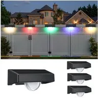 WILGOON LED Solarleuchte 4 Stück Solarlampen für Außen Garten, RGB Solarleuchte Zaunlichter, LED fest integriert, Kaltweiß, Warmweiß, RGB, RGB Led Solar Gartenleuchten für Terrasse, Stufen, Terrasse, Zaun