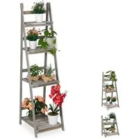 relaxdays Blumenständer Blumentreppe Holz grau (1 St), XL