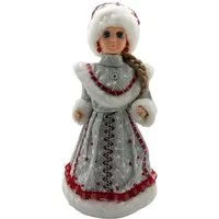 Olymp Handels GmbH Weihnachtsfigur Snegurotschka Schneemädchen silber rot 35 cm Weihnachtsdekoration