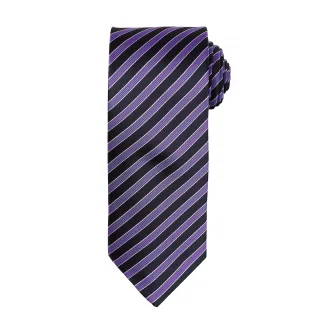 Premier Mens Double Stripe Pattern Formal Business Tie (Rich Violet/Schwarz)