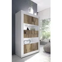 Home affaire Vitrine Basic Höhe 162 cm, Standvitrine mit 4 Türen - Metallgriffe, Stauraumvitrine in moderner Rahmenoptik, Hochschrank, Anrichte