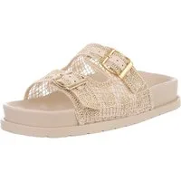 Ital-Design Elegante Damen-Sandalen mit verstellbaren Riemen Pantolette (89372698) Flach Pantoletten in Beige
