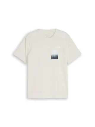 Denim Tom Tailor - T-Shirt mit Fotoprint greyish white - Gr. - S