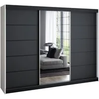 A&J MöbelLand GmbH Schiebetürenschrank VILUNO mit 4 Schubladen und Spiegel (TOP ANGEBOT! Geräumiger Schrank mit einer Breite von 200 cm und Spiegel, ideal zur Aufbewahrung von Kleidung und Accessoires. 4 Schubladen und viel Stauraum. TOP PRODUKT! Wäh