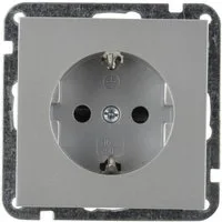 UNITEC Lichtschalter Unitec Steckdose mit Berührschutz silber, Serie