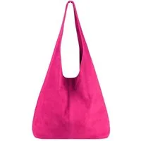 ITALYSHOP24 Schultertasche Made in Italy Damen Leder Wildleder Tasche Umhängetasche Beuteltasche, Premium Business Echtleder Shopper Bag leicht groß klassisch geräumig