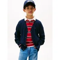Tommy Hilfiger Strickpullover COTTON CABLE GLOBAL STRIPE CARDI Kinder bis 16 Jahre