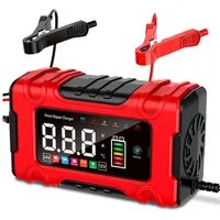 AIBISTAR 10A Batterie Ladegerät 12V 24V LCD Reparaturmodus Autobatterie-Ladegerät (10000 mA, Set, vollautomatischer Desulfator,Temperaturkompensation Reparaturmodus)