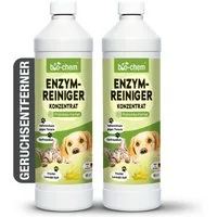 bio-chem Geruchsentferner Enzymreiniger 1 L Geruchsentferner gegen Urin, Katzen & Hundeurin (Sparpaket, Enzymreiniger Konzentrat 2x 1 L), Probiotisch & tiefenwirksam gegen Tiergeruch