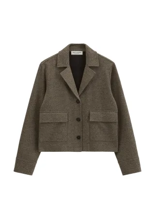 Marc OPolo Casual - Tweed-Jerseyblazer cropped Dark Brown - Gr. - 34