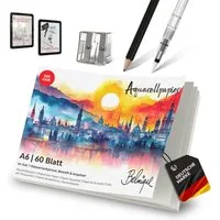 Belmique Aquarellpapier Aquarell Block mit rauer & glatter Oberfläche 300 g/m², inkl. Zubehör und Videokurs