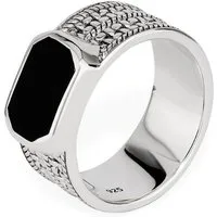 NKlaus Silberring 60mm Herrenring echt Onyx schwarz Solitär 925 Silber massiv Vintage Fi (Einzel - 1 Stück)