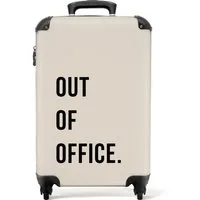 NoBoringSuitcases.com© Hartschalen-Trolley Zitate - Außer Haus - Beige 55x35x20cm, 4 Rollen, Reisetasche mit Rollen, Koffer Handgepäck Flugzeug