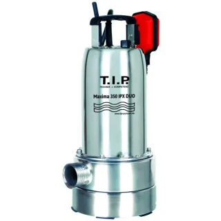 T.I.P. Schmutzwasser Tauchpumpe - Edelstahl, 20.000l/h, Flachabsaugend, 8m Förderhöhe, 30mm Korngröße, MAXIMA 350IPX DUO 30274