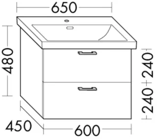 Burgbad Waschtischunterschrank Sys30 PG4 Sana 480x600x450 Trend- oder RAL-Farbe HGL, WXPO060F5348 WXPO060F5348