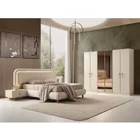 JulietHome Schlafzimmer-Set Pera, (Set, Kleiderschrank, Boxspringbett, 2 Nachttische, Schminktisch mit Spiegel), Integriertes Bettlicht