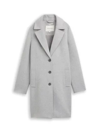 Tom Tailor - Wollmantel mit Eingriffstaschen medium silver grey melange - Gr. - L