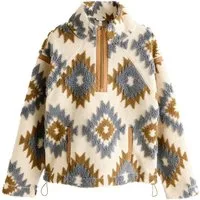 Next Fleecejacke N. Premium Borg-Jacke mit 1/2-RV und Azteken-Print (1-St)