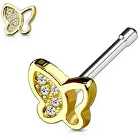 Order & Smile Schmuck Nasenpiercing Nasenstecker „Schmetterling“: Nasenpiercing Stecker mit Zirkonia
