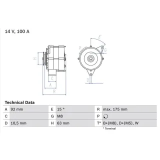 Bosch Lichtmaschine 100A VW Transporter 2,4 0986039450
