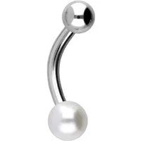 PIERCINGLINE Bauchnabelpiercing Chirurgenstahl Mini Bananabell SYNTHETISCHE PERLE + (Bananabells, 1-tlg)