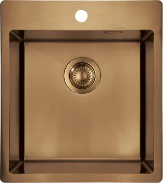 Neuesbad Edelstahl SINKS, Gebürstet Braun, 1-Becken, 450X505X200 mit FITTING NB1DEZPOC10A1