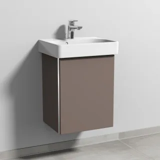 Sanipa 3way Waschtischunterbau zu Geberit Smyle Square Waschtisch mit 1 Tür, Taupe-Matt BP6691T