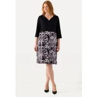 Ulla Popken Minikleid Kleid Materialmix Tunika-Ausschnitt 3/4-Arm